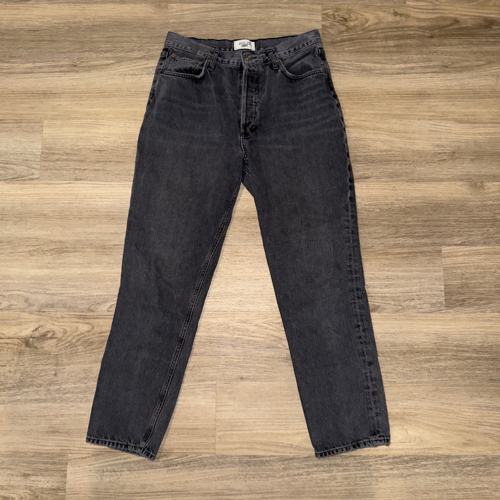 AGOLDE Fen High Rise Relaxed‎ Taper Jeans Gray Wash Womens 28